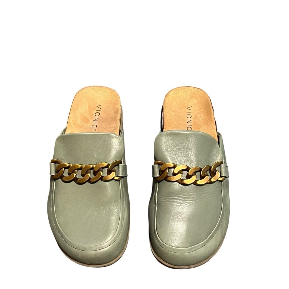 Vionic Georgie Womens Sage Green Leather Slip On Mule size 8